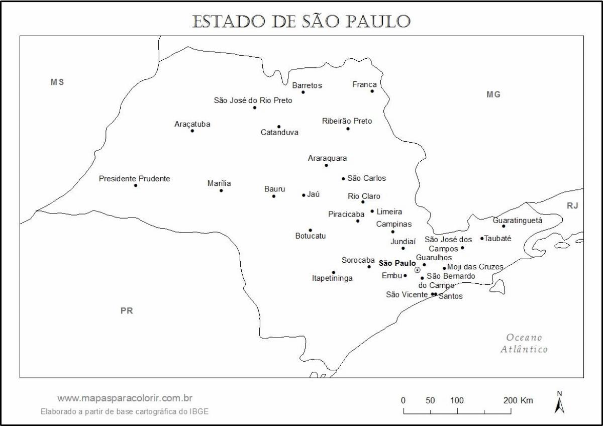 지도 상 파울로의 처녀 주요 도시