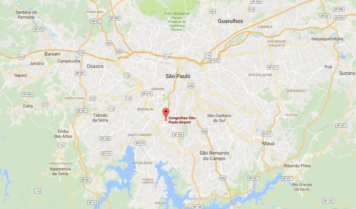 지도 상파울루 콩고냐스-상파울루 공항