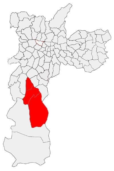 의 지도 아 카펠라 할 Socorro sub-현 São Paulo