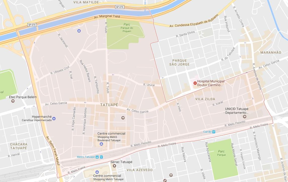 지도 Tatuapé São Paulo