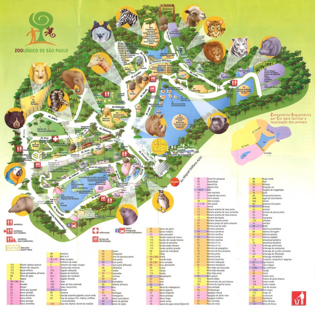지도의 동물 공원의 상파울루