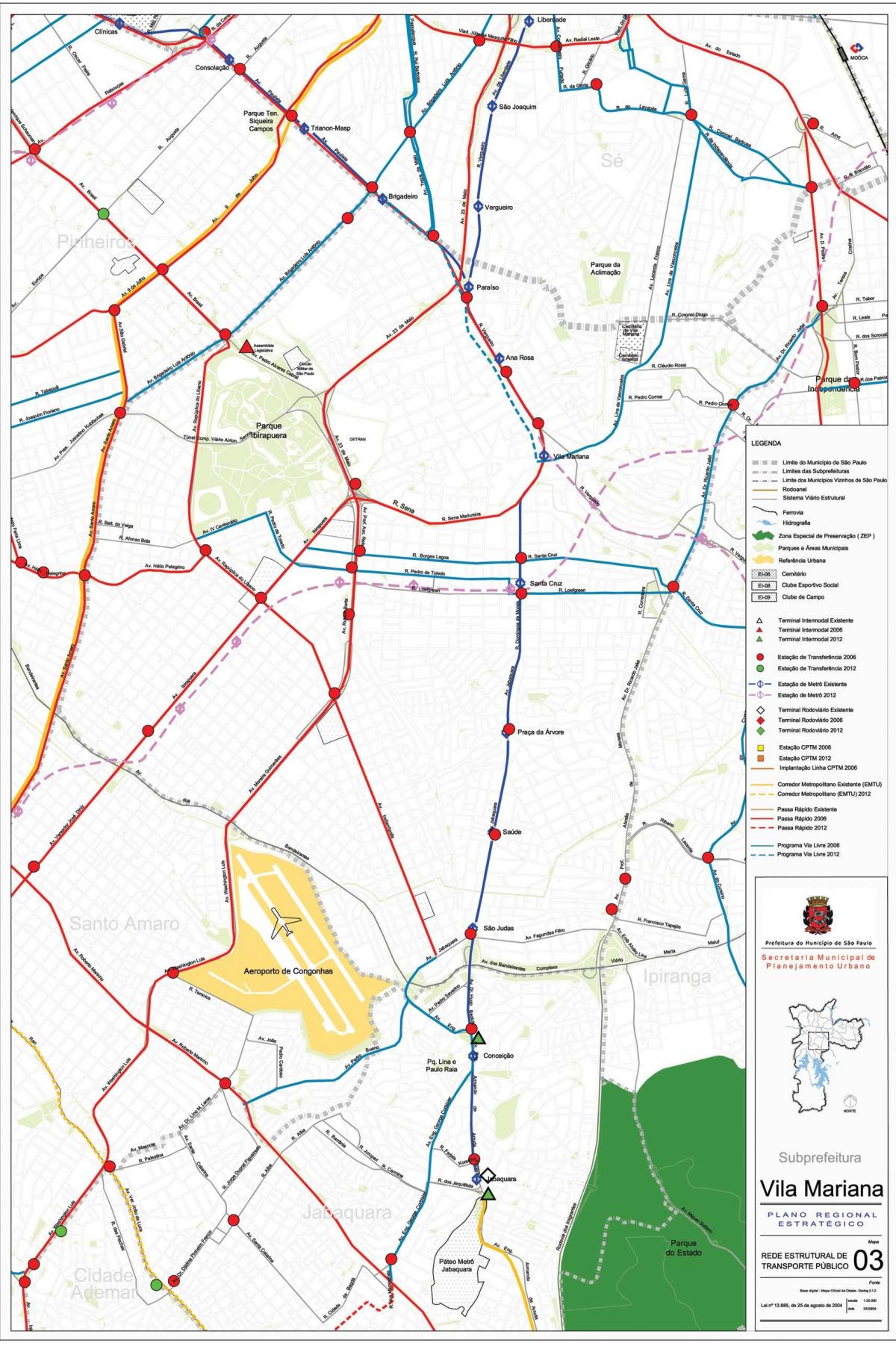 지도의 빌라 마리아나-상파울루 공공 운송