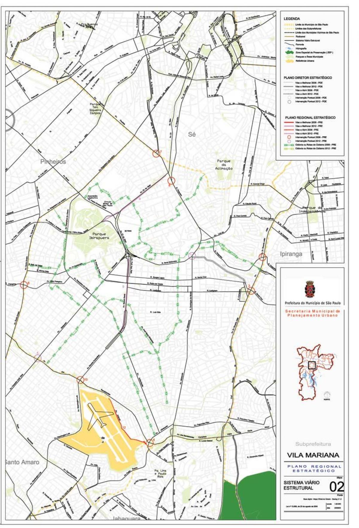 지도의 빌라 마리아나 상파울루-도로