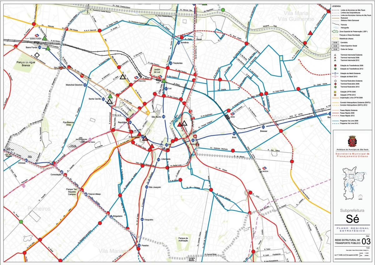 지도의 세 São Paulo-공공 운송