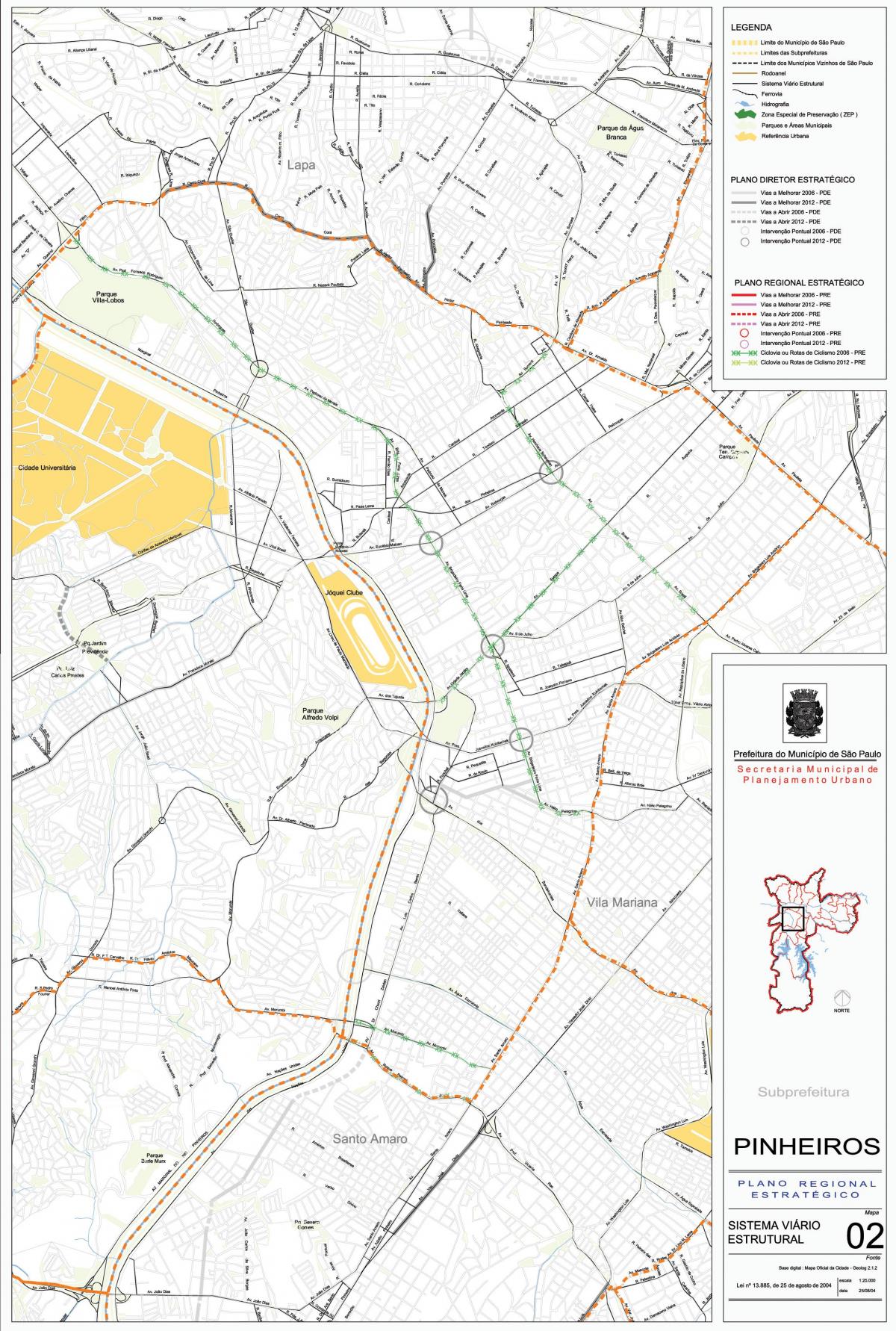 지도의 핀헤이로스 상파울루-도로