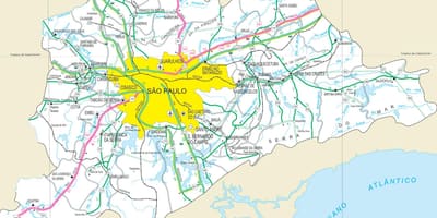 지도의 고속도로 외곽의 São Paulo