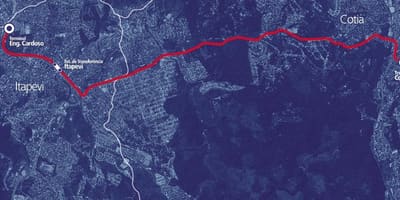 지도 corredor BRT 메트로폴리타노타페비-코티아
