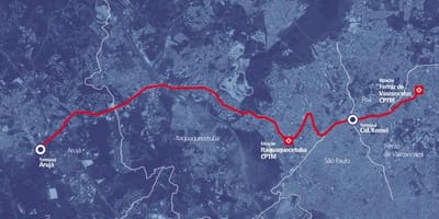지도 corredor BRT metropolitano Perimetral Alto Tietê