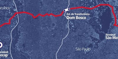 지도 corredor BRT metropolitano Perimetral Leste
